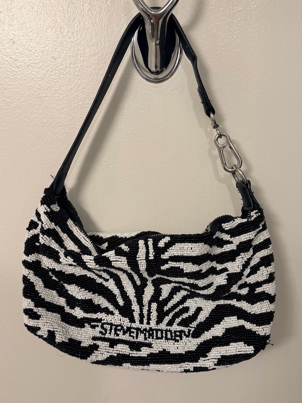Steve Madden Black & White Beaded Zebra Shoulder Bag
